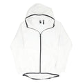 ADIDAS Mens White Black Zip Up Track Jacket M Nylon Plain Sporty Hooded
