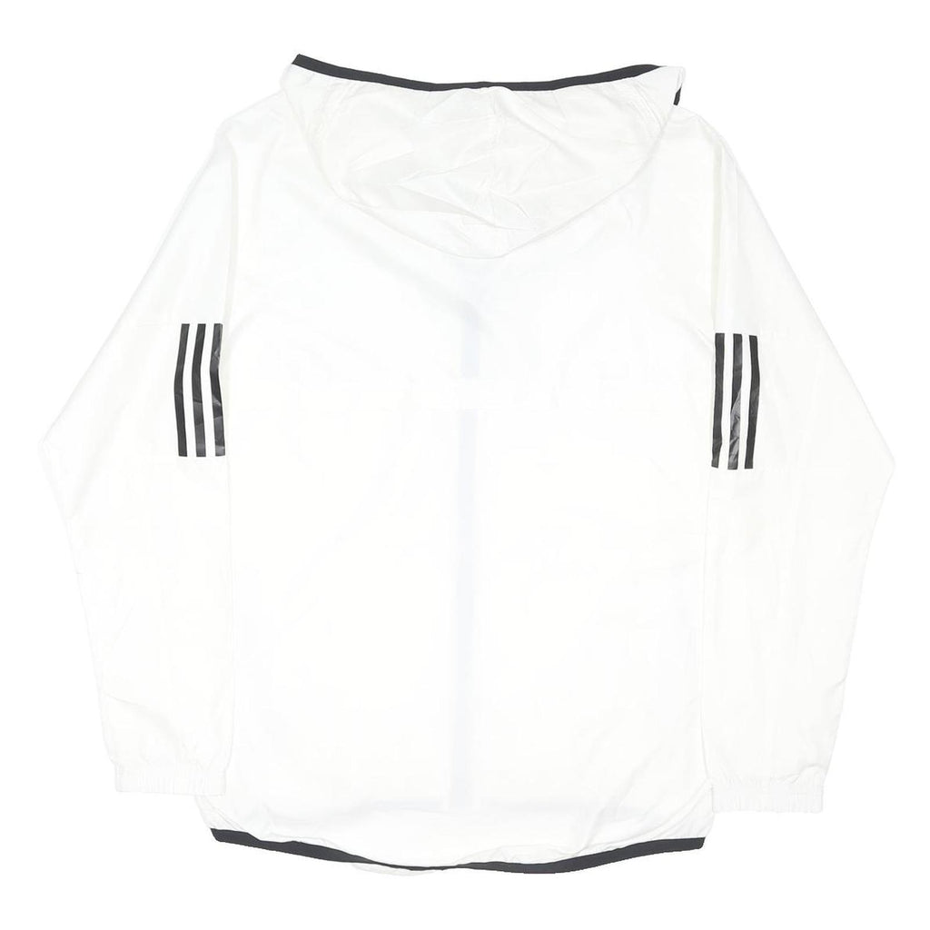 ADIDAS Mens White Black Zip Up Track Jacket M Nylon Plain Sporty Hooded