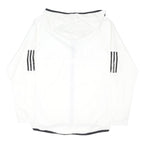 ADIDAS Mens White Black Zip Up Track Jacket M Nylon Plain Sporty Hooded