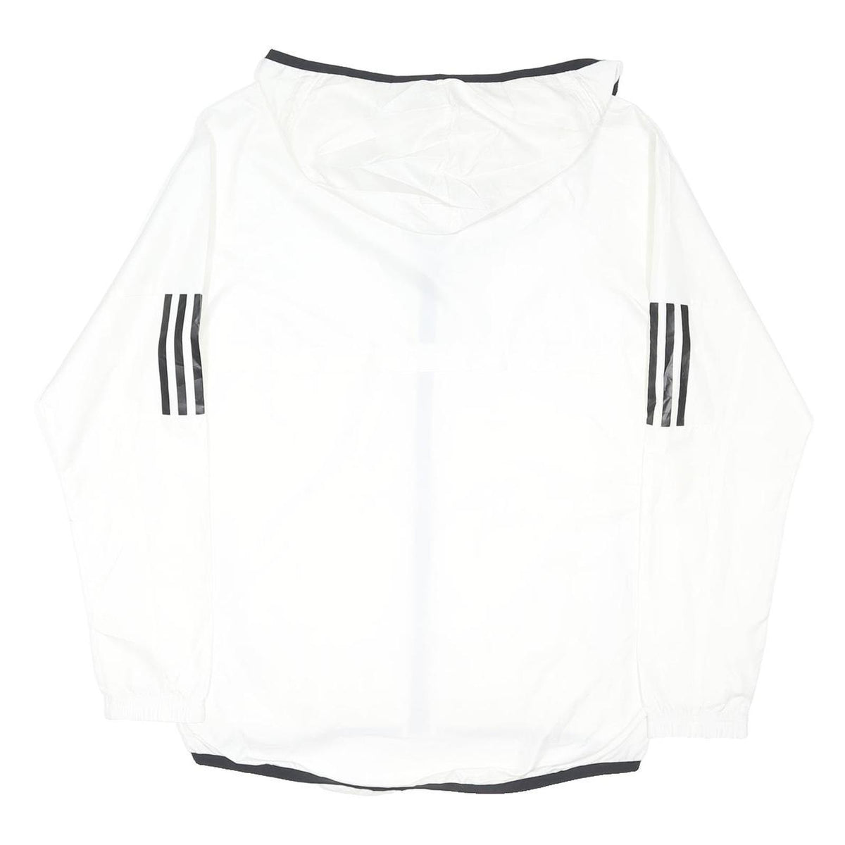 ADIDAS Mens White Black Zip Up Track Jacket M Nylon Plain Sporty Hooded