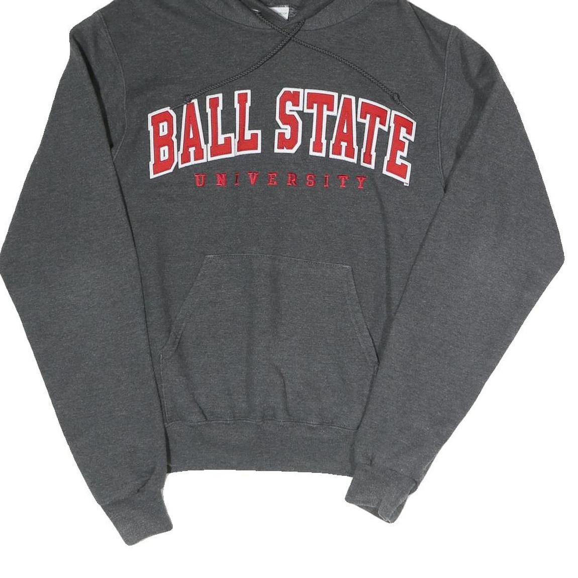 CHAMPION Mens Charcoal Grey Ball State University Hoodie XS Cotton Blend