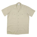DICKIES Mens Beige Cotton Blend Short Sleeve Work Shirt L Durable Utility