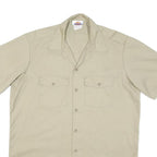 DICKIES Mens Beige Cotton Blend Short Sleeve Work Shirt L Durable Utility