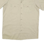 DICKIES Mens Beige Cotton Blend Short Sleeve Work Shirt L Durable Utility