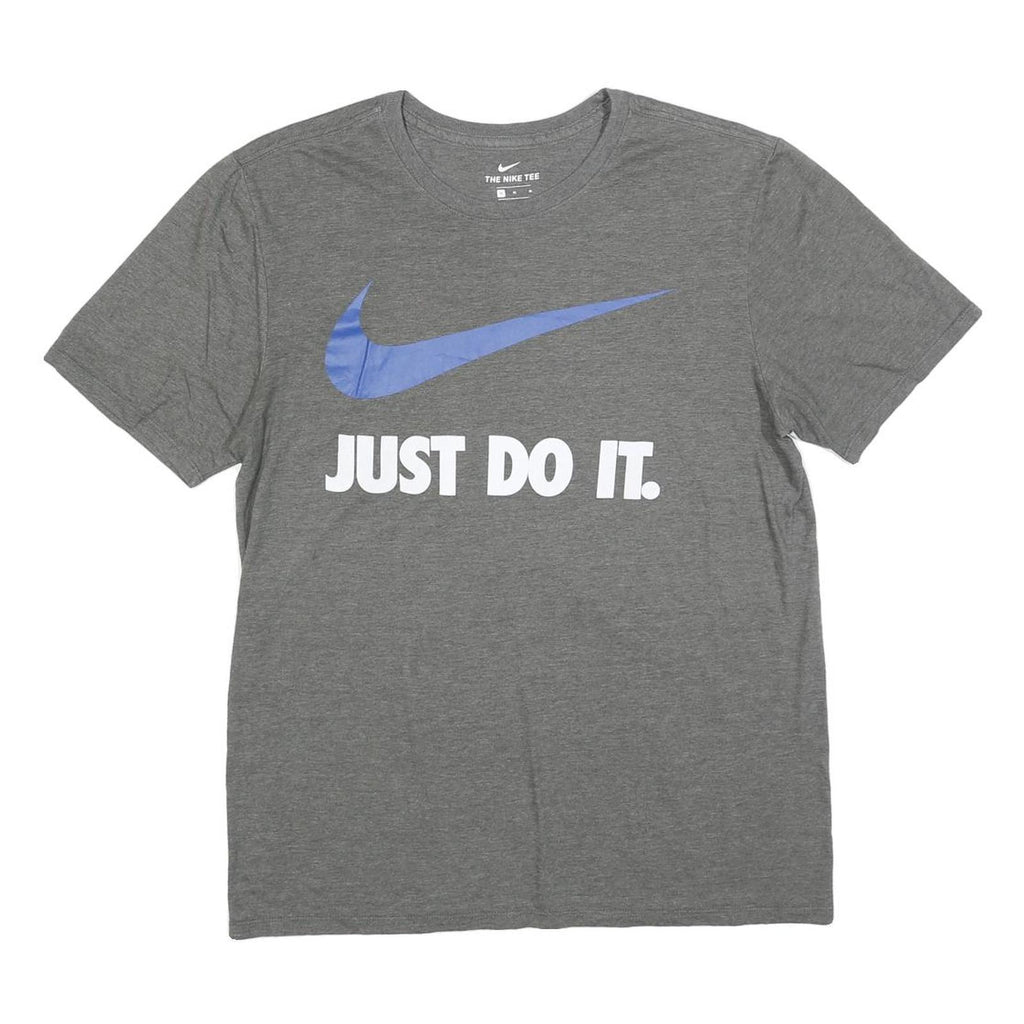 NIKE Mens Grey Blue Just Do It Graphic T-Shirt M Short Sleeve Crew Neck Casual
