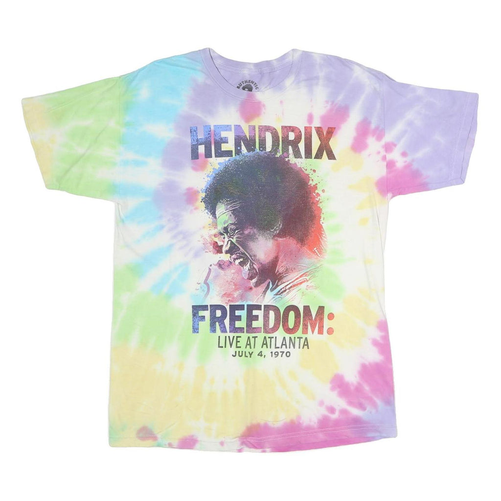 AUTHENTIC HENDRIX Mens Multicolour Tie Dye Graphic T-Shirt XL Short Sleeve Crew