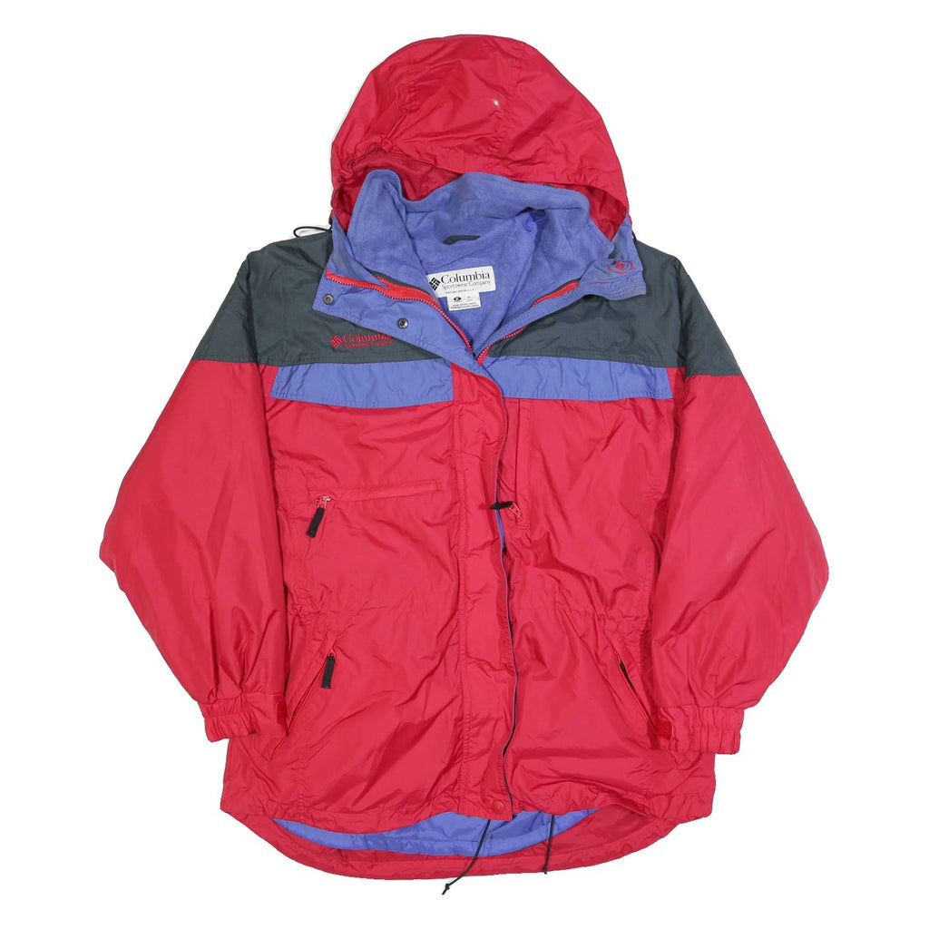 COLUMBIA Womens Red & Purple Outdoor Zip Jacket XL Polyester Blend