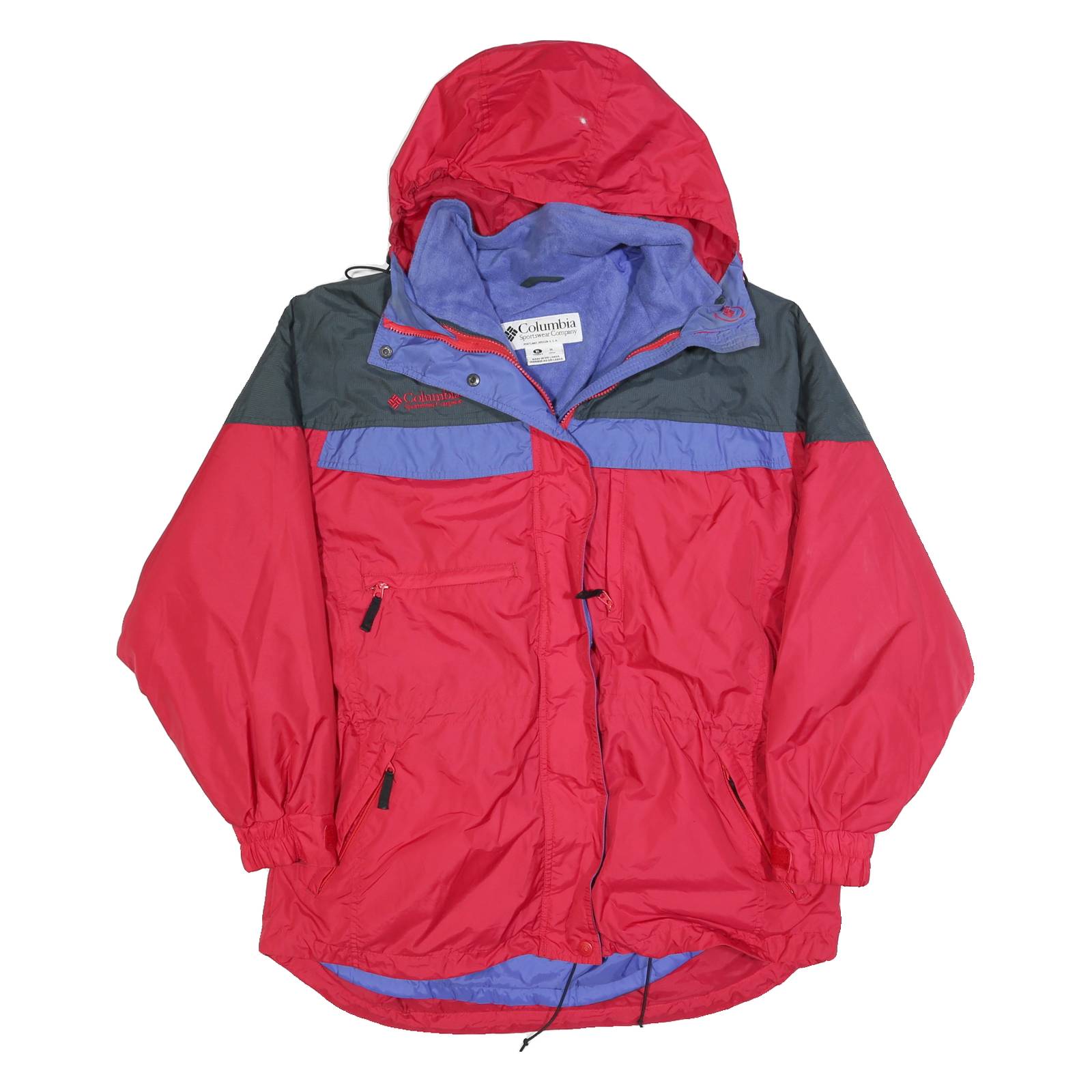 COLUMBIA Womens Red & Purple Outdoor Zip Jacket XL Polyester Blend