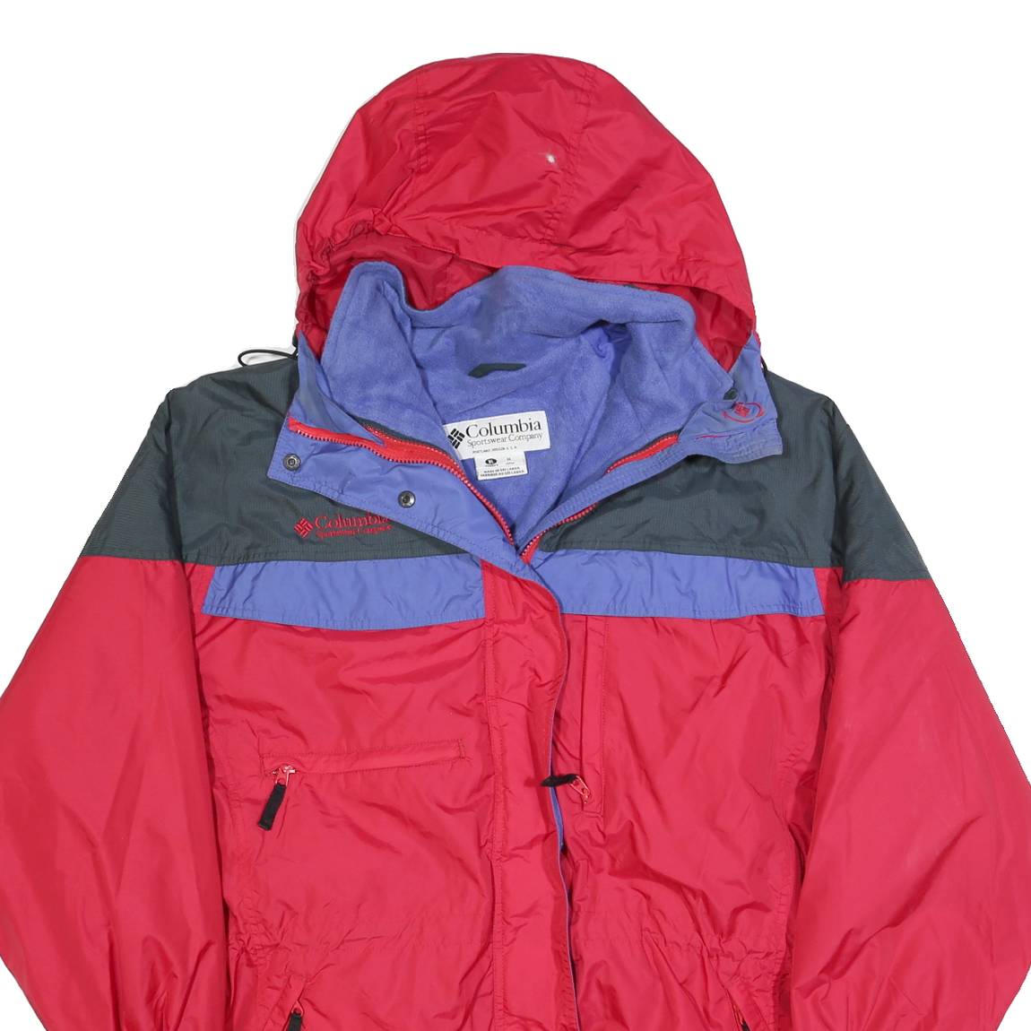 COLUMBIA Womens Red & Purple Outdoor Zip Jacket XL Polyester Blend