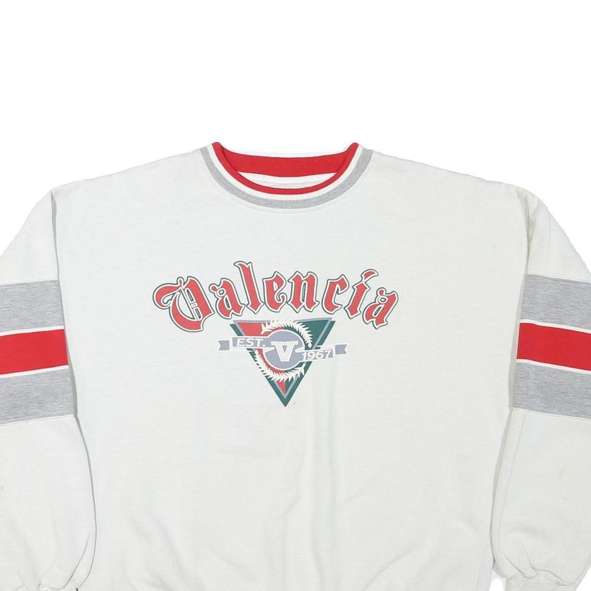 GEAR Mens White & Red Valencia Crew Neck L Sweatshirt Polyester Blend Casual