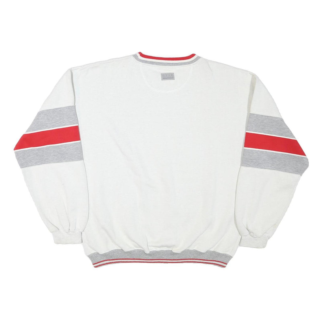 GEAR Mens White & Red Valencia Crew Neck L Sweatshirt Polyester Blend Casual