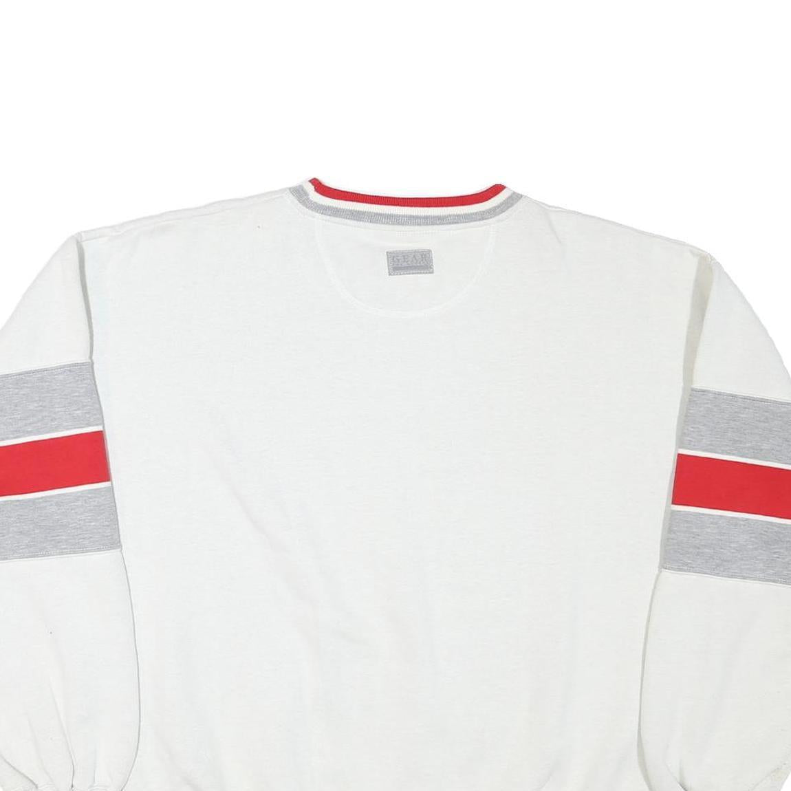 GEAR Mens White & Red Valencia Crew Neck L Sweatshirt Polyester Blend Casual