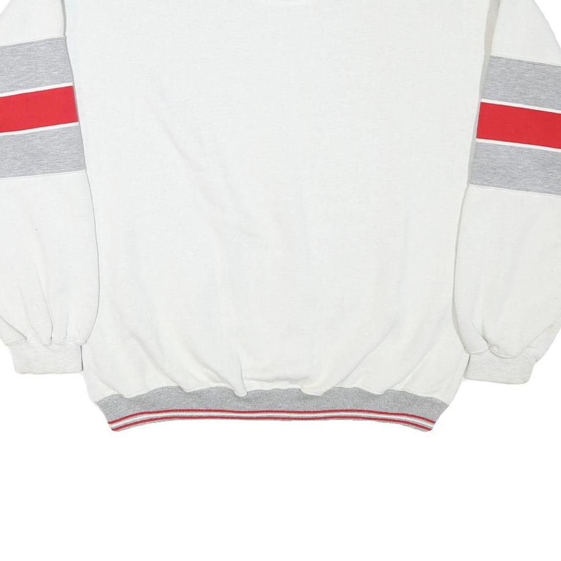 GEAR Mens White & Red Valencia Crew Neck L Sweatshirt Polyester Blend Casual