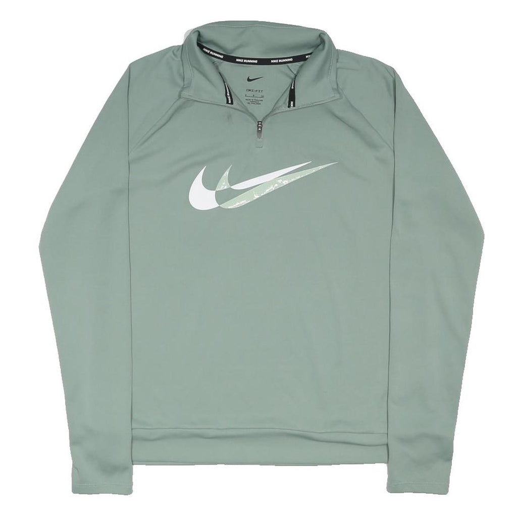 NIKE RUNNING Womens Green 1/4 Zip S Athletic Pullover Sweatshirt Sportswear