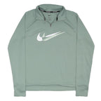 NIKE RUNNING Womens Green 1/4 Zip S Athletic Pullover Sweatshirt Sportswear
