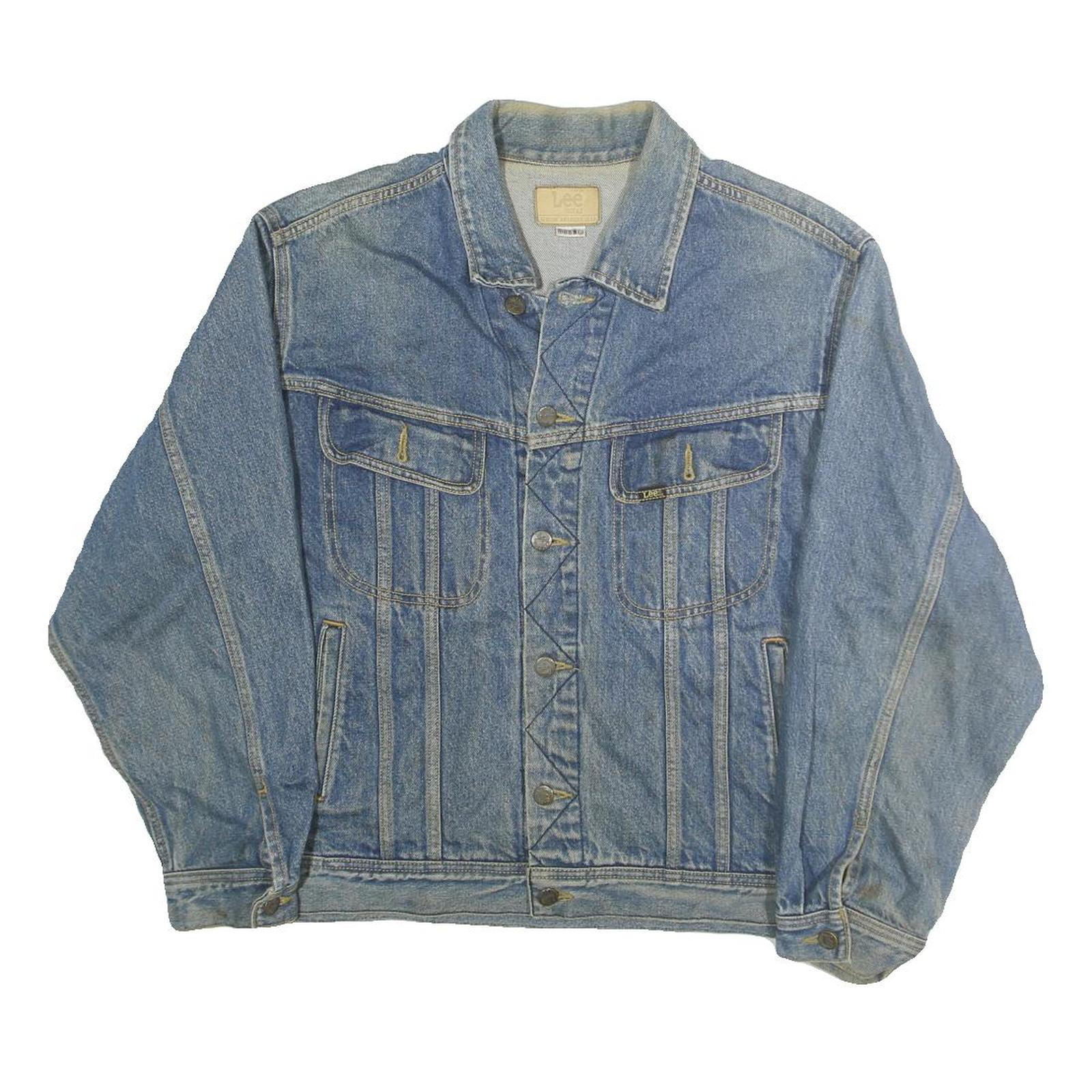 LEE Mens Blue Denim Button Jacket L Cotton Classic Vintage Style Casual