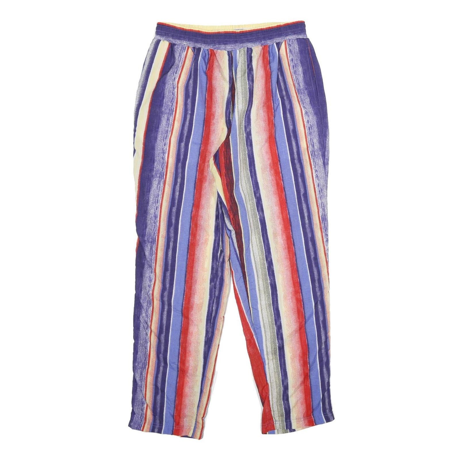 Womens Striped Multi-Coloured Joggers M W28 L32 Relaxed Tapered Polyamide Casual