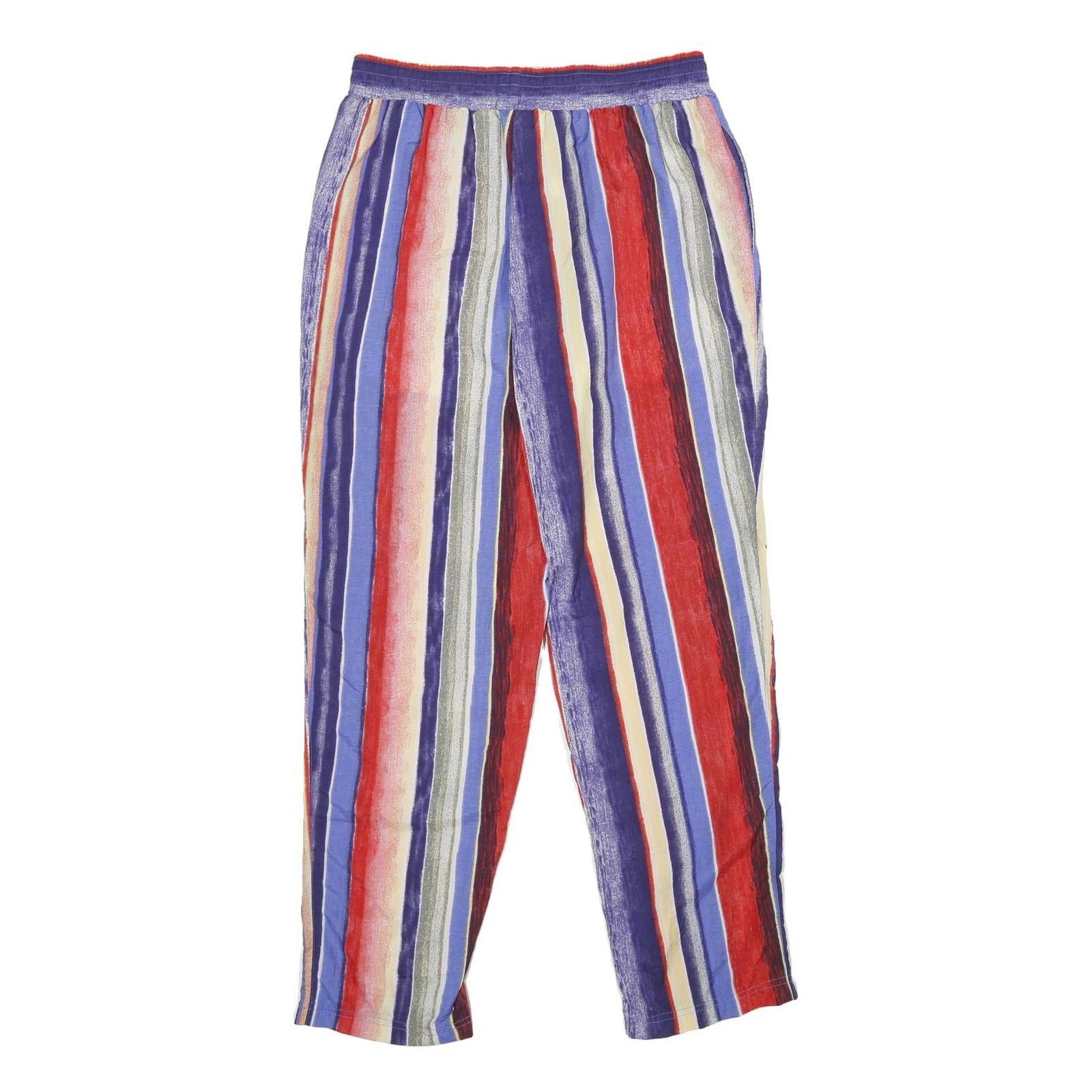 Womens Striped Multi-Coloured Joggers M W28 L32 Relaxed Tapered Polyamide Casual