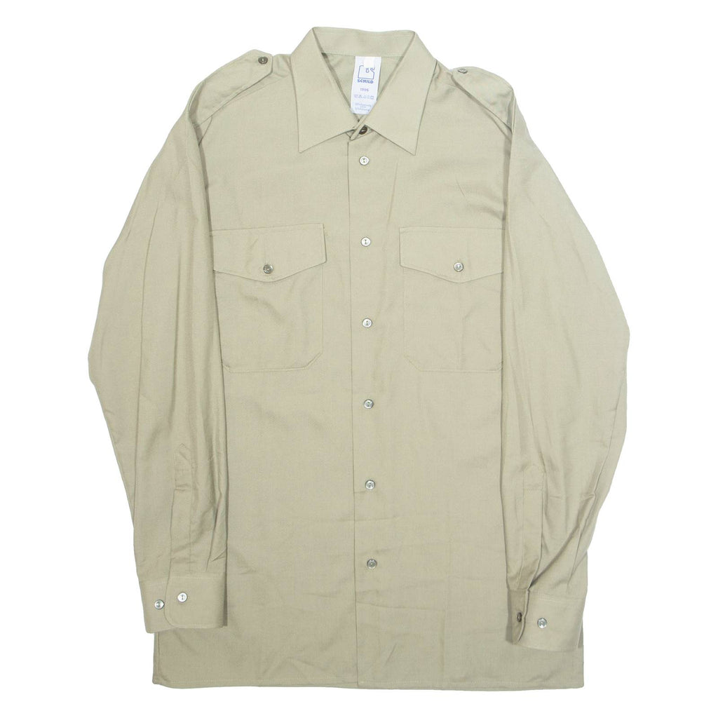 SCHILD Mens Plain Shirt Green Long Sleeve L
