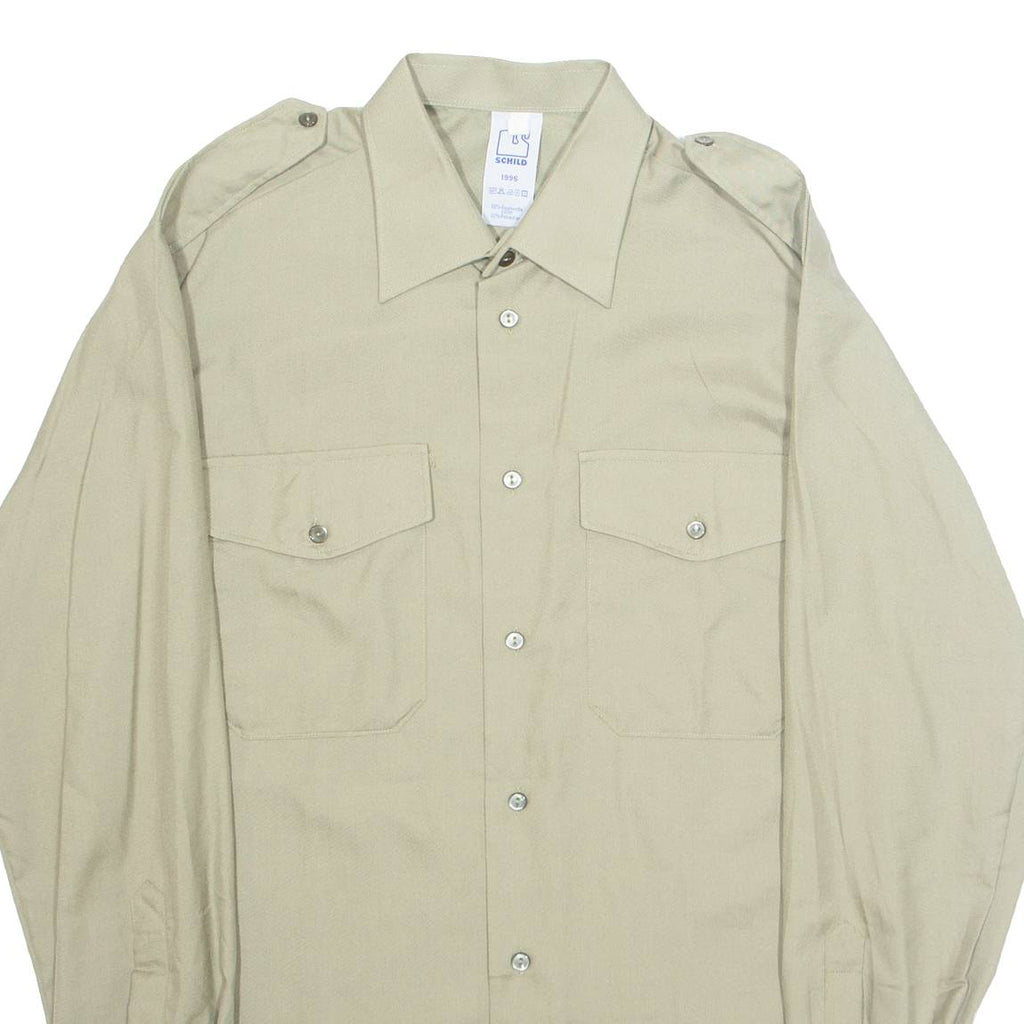 SCHILD Mens Plain Shirt Green Long Sleeve L