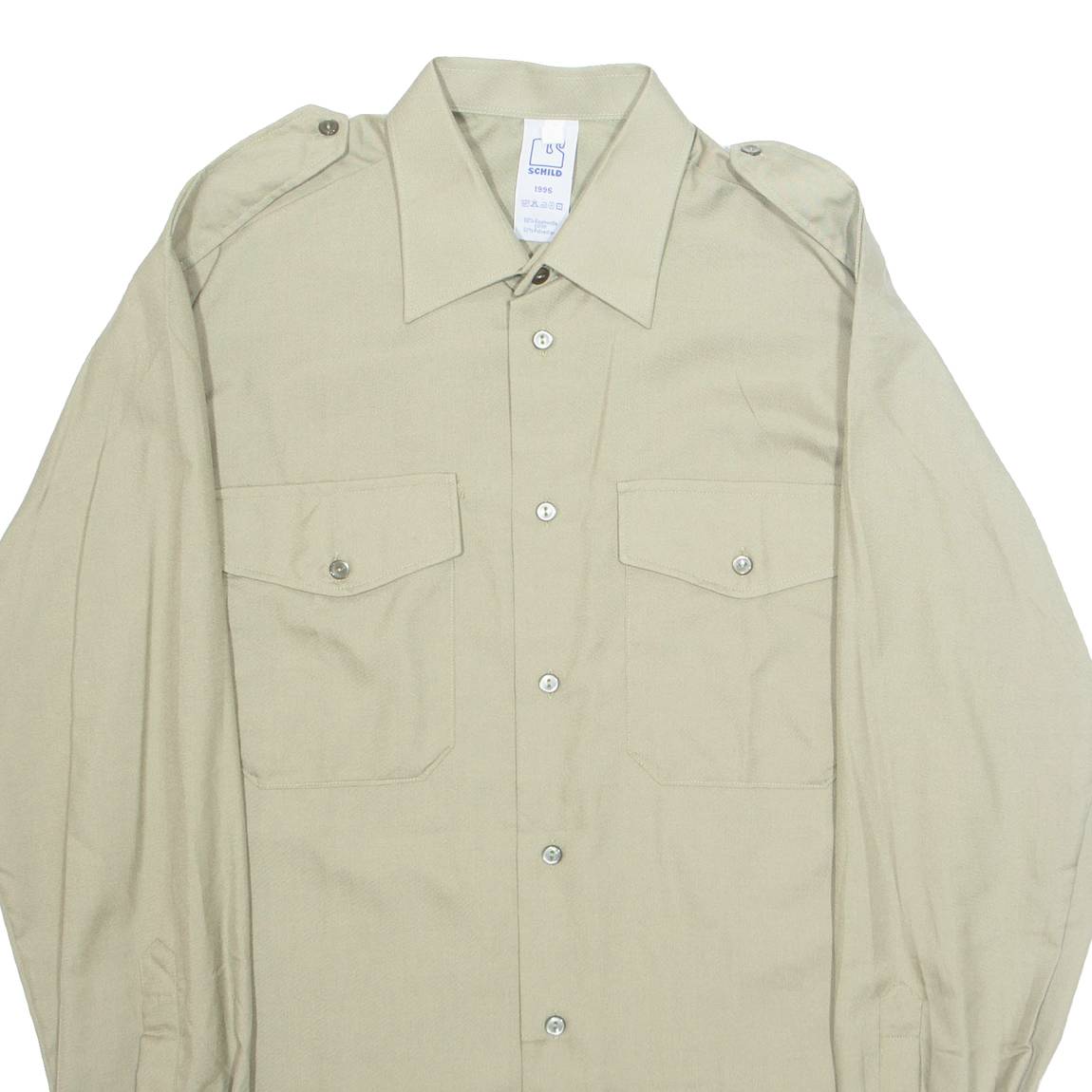 SCHILD Mens Plain Shirt Green Long Sleeve L