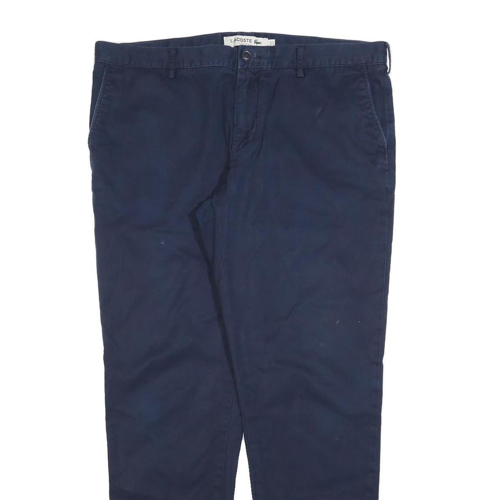 LACOSTE Womens Cotton Blend Navy Slim Straight Trousers W40 L33