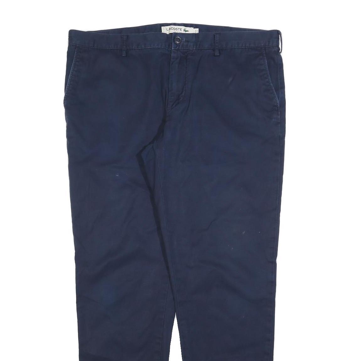 LACOSTE Womens Cotton Blend Navy Slim Straight Trousers W40 L33