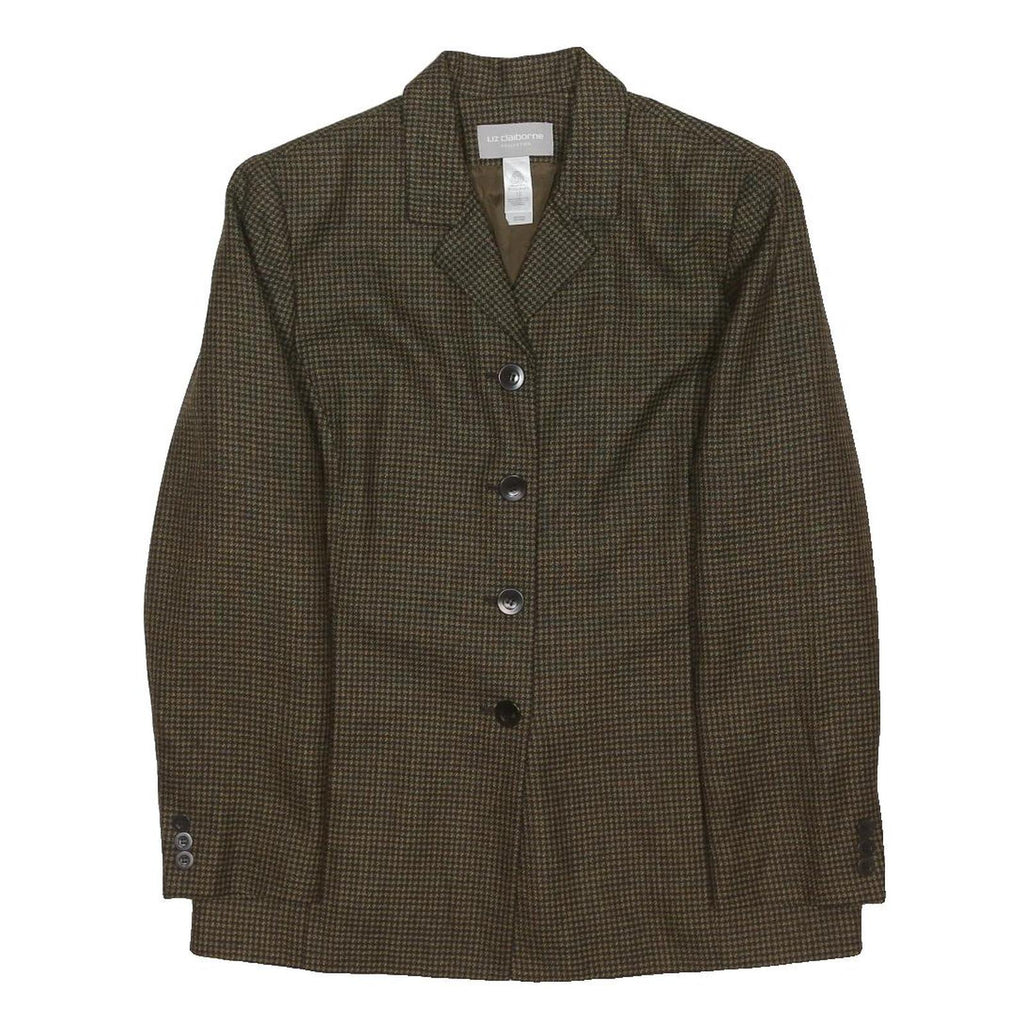 Liz Claiborne Womens Brown Tweed Wool Tailored Jacket UK 12 Button Closure