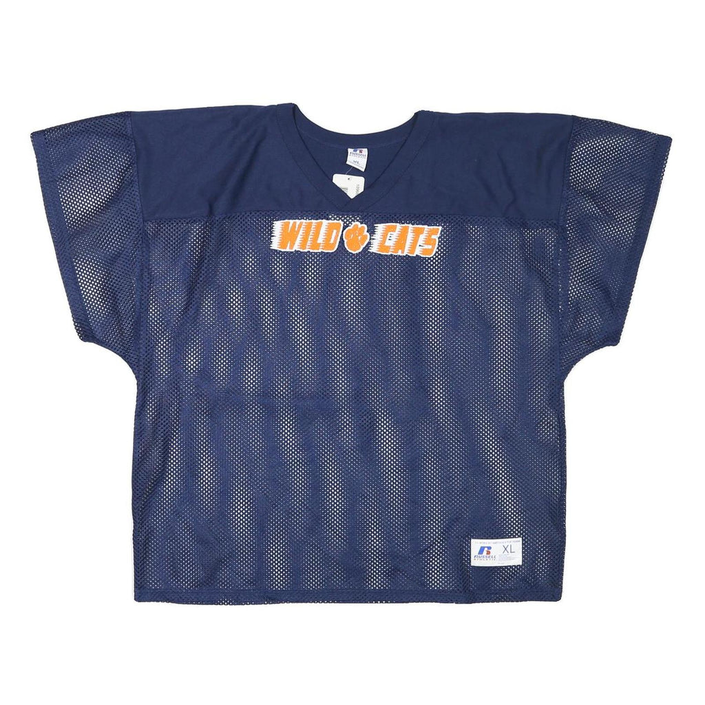 RUSSELL ATHLETIC Mens Navy Blue Polyester Blend Wild Cats Graphic T-Shirt XL