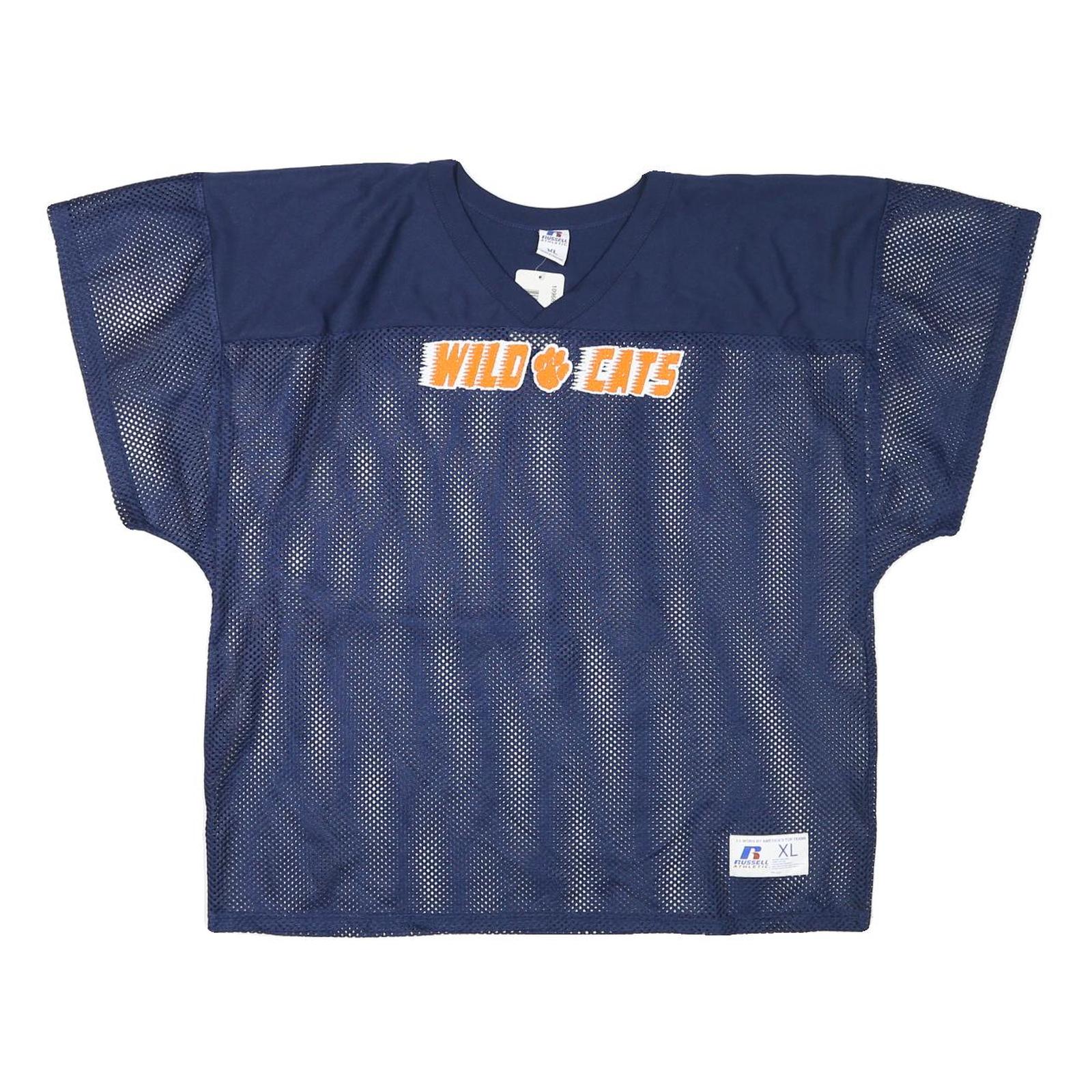 RUSSELL ATHLETIC Mens Navy Blue Polyester Blend Wild Cats Graphic T-Shirt XL