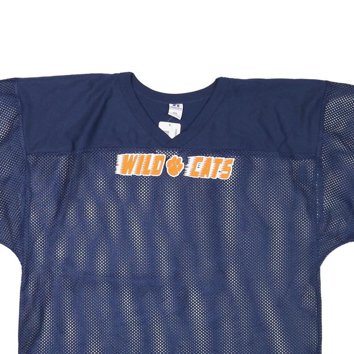 RUSSELL ATHLETIC Mens Navy Blue Polyester Blend Wild Cats Graphic T-Shirt XL