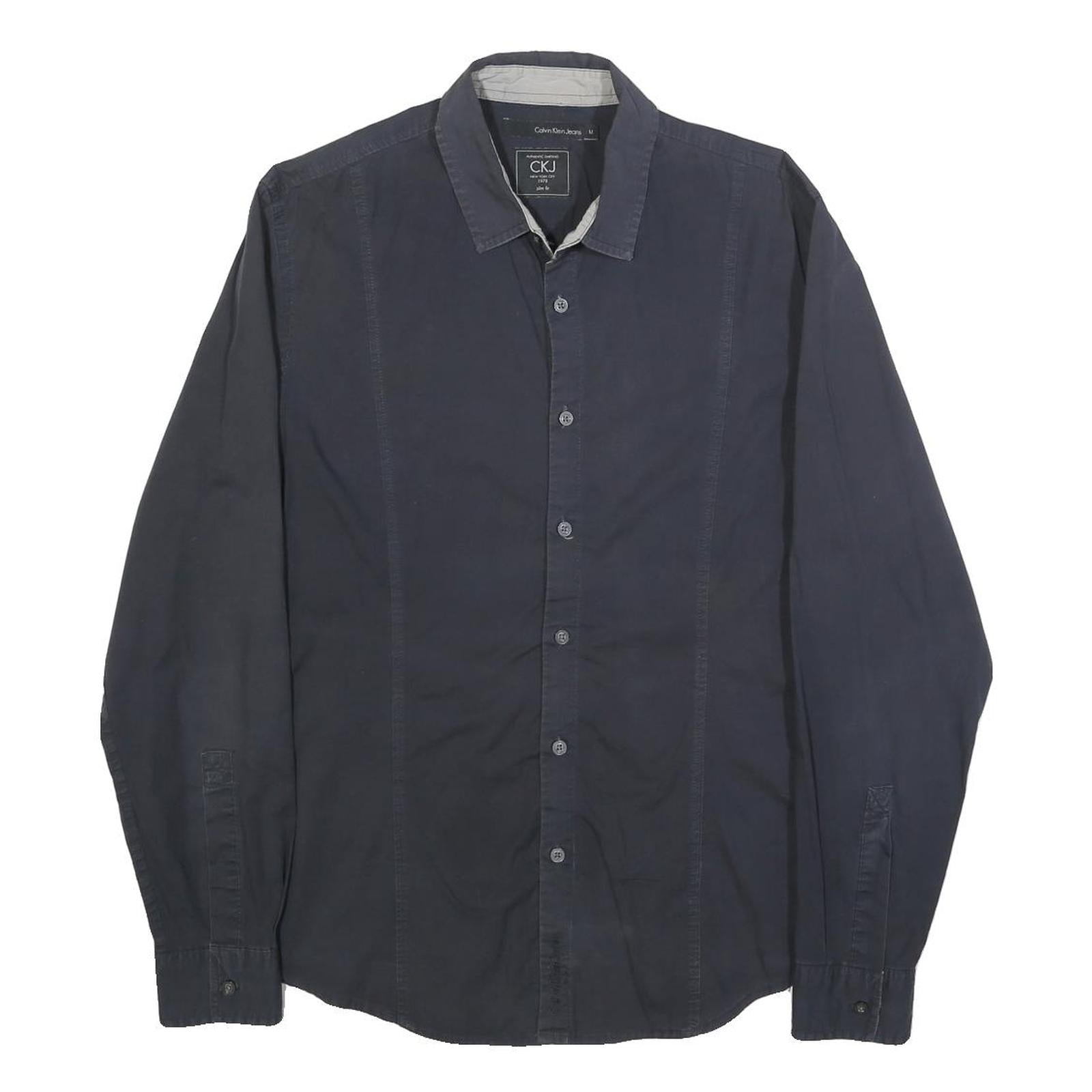 CALVIN KLEIN JEANS Mens Blue Shirt M Cotton Blend Casual Button Shirt