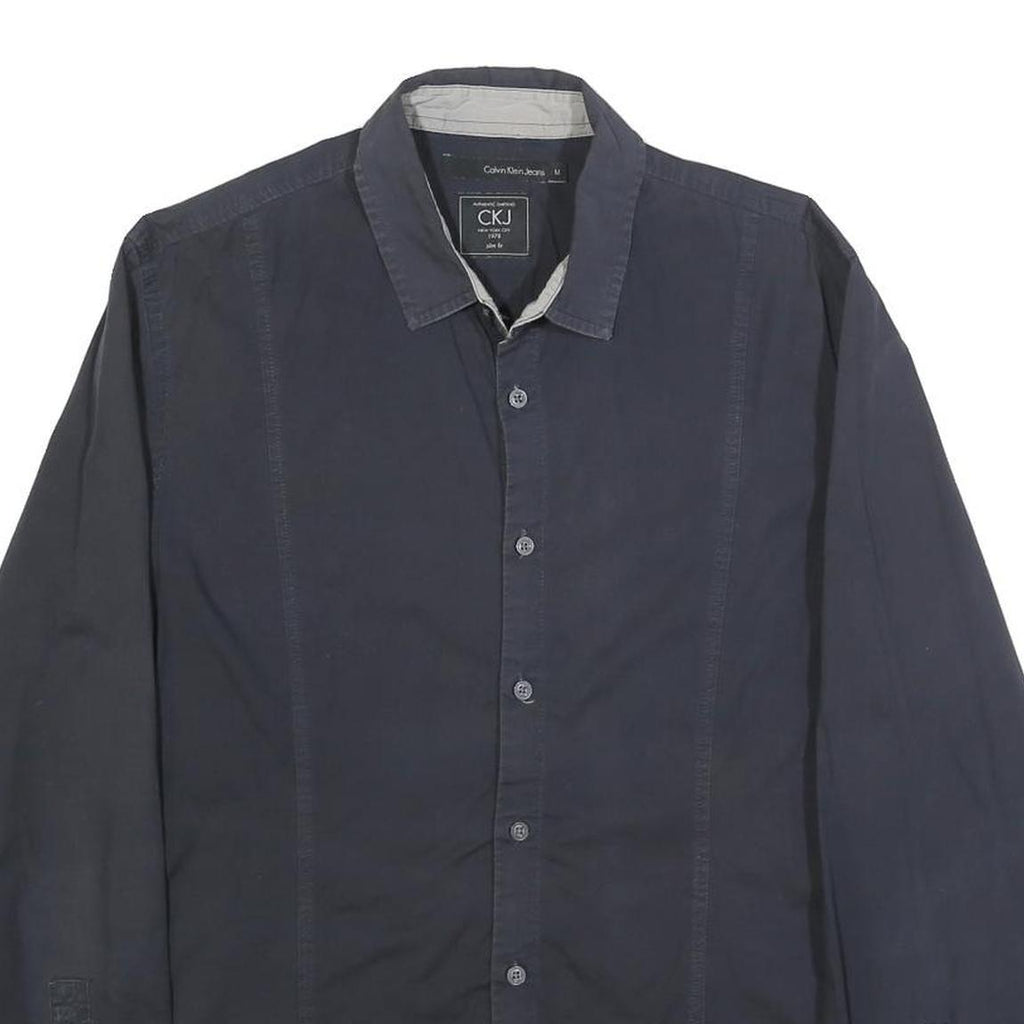 CALVIN KLEIN JEANS Mens Blue Shirt M Cotton Blend Casual Button Shirt