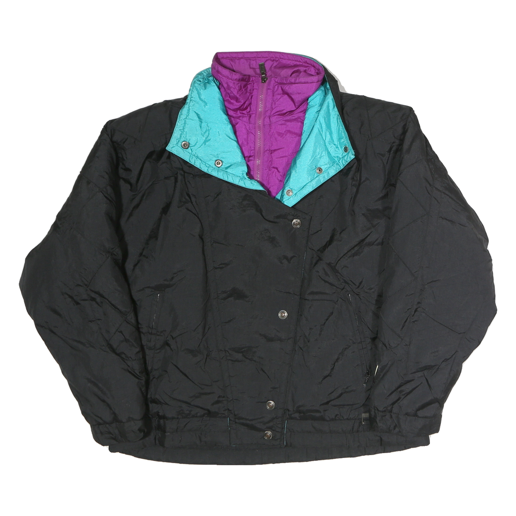 FERA SKIWEAR Womens Black Cotton Ski Jacket M Quilted Zip Closure