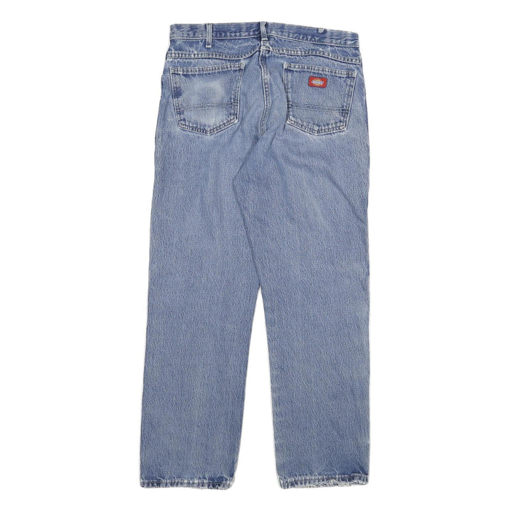 DICKIES Mens Regular Fit Blue Denim Jeans W34 L30 Zip Cotton Blend