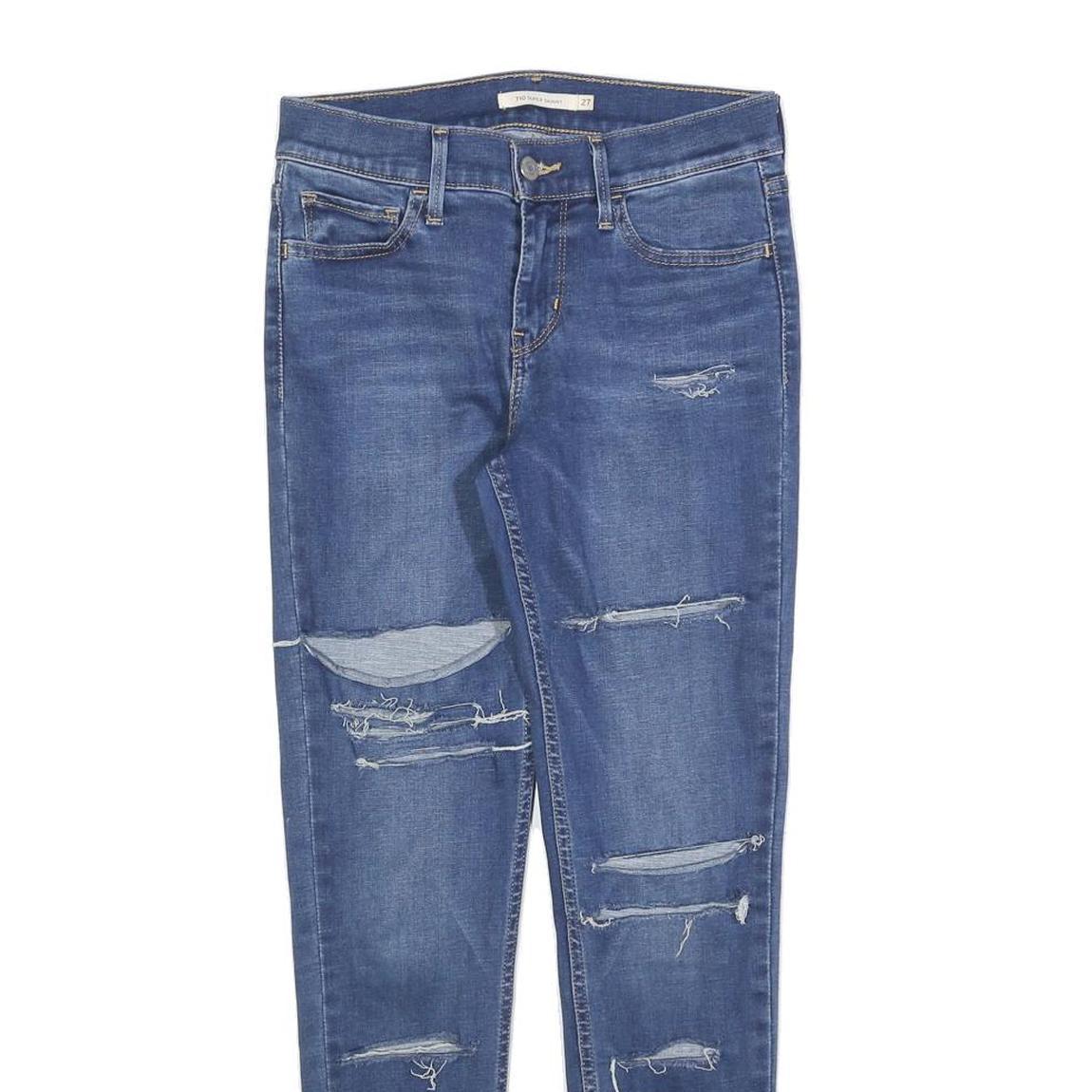 LEVI'S 710 Womens Jeans Blue Slim Skinny Denim Ripped W27 L26 Skinny Fit