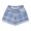 OSCAR CLASSIC FASHION Womens Blue Checked Casual Cotton Blend Shorts Size M W26