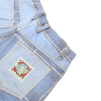 OSCAR CLASSIC FASHION Womens Blue Checked Casual Cotton Blend Shorts Size M W26