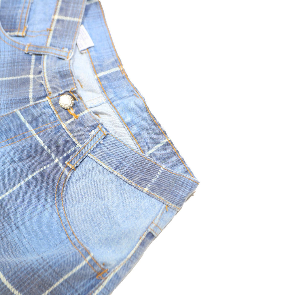 OSCAR CLASSIC FASHION Womens Blue Checked Casual Cotton Blend Shorts Size M W26