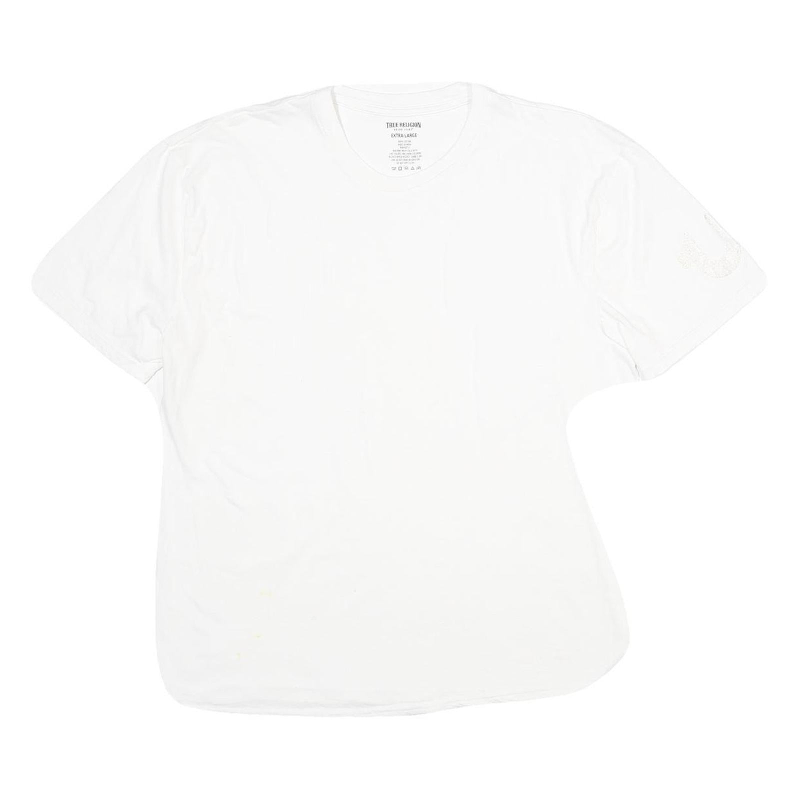 TRUE RELIGION Mens White XL Plain Short Sleeve Crew Neck Cotton T-Shirt