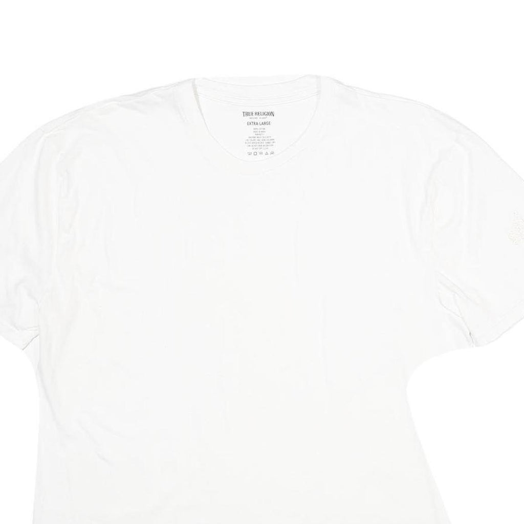 TRUE RELIGION Mens White XL Plain Short Sleeve Crew Neck Cotton T-Shirt