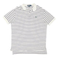 POLO RALPH LAUREN Mens White & Navy Striped Short Sleeve Polo Shirt L Cotton