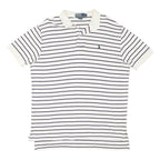 POLO RALPH LAUREN Mens White & Navy Striped Short Sleeve Polo Shirt L Cotton