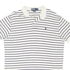 POLO RALPH LAUREN Mens White & Navy Striped Short Sleeve Polo Shirt L Cotton