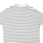 POLO RALPH LAUREN Mens White & Navy Striped Short Sleeve Polo Shirt L Cotton