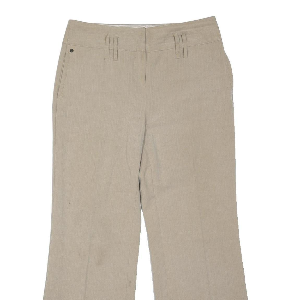 PER UNA Womens Beige Viscose Blend Loose Straight Leg Trousers W32 L30 Casual
