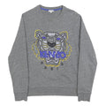 KENZO Mens Grey Sweatshirt S Kenzo Paris Tiger Embroidered Crew Neck