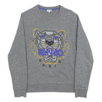 KENZO Mens Grey Sweatshirt S Kenzo Paris Tiger Embroidered Crew Neck