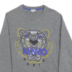 KENZO Mens Grey Sweatshirt S Kenzo Paris Tiger Embroidered Crew Neck