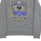 KENZO Mens Grey Sweatshirt S Kenzo Paris Tiger Embroidered Crew Neck